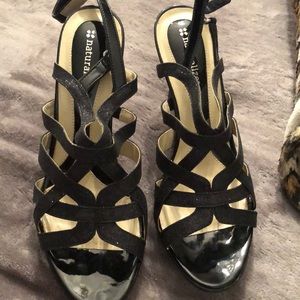 Naturalizer black glitter strappy shoe